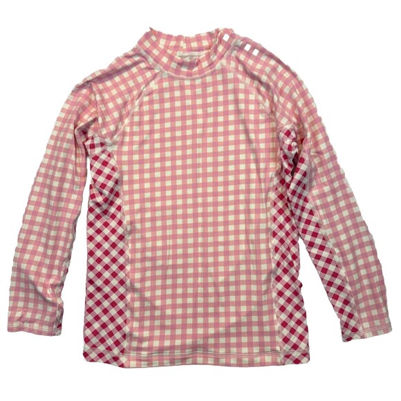 Draper James Other - Draper James Lands' End UPF 50 Girls Rash Guard M 10-12 Pink Red Gingham